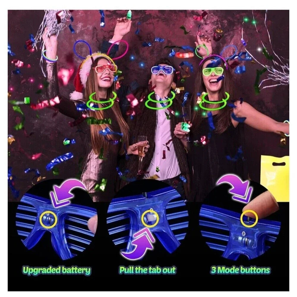170 PCS Glow in The Dark Party Supplies, Glow Party Decorations with 100 Glow...